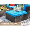 imageDevoko 5 Pieces Patio Furniture Sets All Weather Outdoor Sectional Patio Sofa Manual Weaving Wicker Rattan Patio Seating Sofas with Cushion and Glass TableBeigeBlue