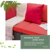 imageDevoko 5 Pieces Patio Furniture Sets All Weather Outdoor Sectional Patio Sofa Manual Weaving Wicker Rattan Patio Seating Sofas with Cushion and Glass TableBeigeRed