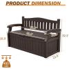 imageDevoko 80 Gallon Storage Bench Deck Box Lockable for Patio Furniture Garden Decor and Outdoor Seating for Cushions Garden Tools and Pool Supplies BlackDark Brown