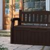 imageDevoko 80 Gallon Storage Bench Deck Box Lockable for Patio Furniture Garden Decor and Outdoor Seating for Cushions Garden Tools and Pool Supplies BlackDark Brown