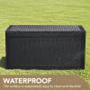 imageDevoko 85 Gallon Deck Box Lockable Resin Outdoor Storage Box waterproof Outdoor Container for Patio Furniture Cushions Pillow BrownBlack
