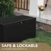 imageDevoko 85 Gallon Deck Box Lockable Resin Outdoor Storage Box waterproof Outdoor Container for Patio Furniture Cushions Pillow BrownBlack
