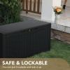 imageDevoko 85 Gallon Deck Box Lockable Resin Outdoor Storage Box waterproof Outdoor Container for Patio Furniture Cushions Pillow BrownBlack