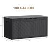 imageDevoko 85 Gallon Deck Box Lockable Resin Outdoor Storage Box waterproof Outdoor Container for Patio Furniture Cushions Pillow BrownBlack