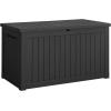 imageDevoko 85 Gallon Deck Box Lockable Resin Outdoor Storage Box waterproof Outdoor Container for Patio Furniture Cushions Pillow BrownBlack