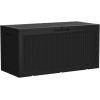 imageDevoko 85 Gallon Deck Box Lockable Resin Outdoor Storage Box waterproof Outdoor Container for Patio Furniture Cushions Pillow BrownBlack