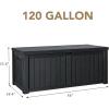 imageDevoko 85 Gallon Deck Box Lockable Resin Outdoor Storage Box waterproof Outdoor Container for Patio Furniture Cushions Pillow BrownBlack