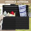 imageDevoko 85 Gallon Deck Box Lockable Resin Outdoor Storage Box waterproof Outdoor Container for Patio Furniture Cushions Pillow BrownBlack