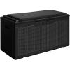 imageDevoko 85 Gallon Deck Box Lockable Resin Outdoor Storage Box waterproof Outdoor Container for Patio Furniture Cushions Pillow BrownBlack