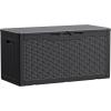 imageDevoko 85 Gallon Deck Box Lockable Resin Outdoor Storage Box waterproof Outdoor Container for Patio Furniture Cushions Pillow BrownBlack