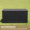 imageDevoko 85 Gallon Deck Box Lockable Resin Outdoor Storage Box waterproof Outdoor Container for Patio Furniture Cushions Pillow BrownBlack