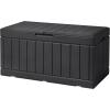 imageDevoko 85 Gallon Deck Box Lockable Resin Outdoor Storage Box waterproof Outdoor Container for Patio Furniture Cushions Pillow BrownBlack