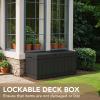 imageDevoko 85 Gallon Deck Box Lockable Resin Outdoor Storage Box waterproof Outdoor Container for Patio Furniture Cushions Pillow BrownBlack