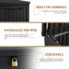 imageDevoko 85 Gallon Deck Box Lockable Resin Outdoor Storage Box waterproof Outdoor Container for Patio Furniture Cushions Pillow BrownBlack