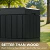 imageDevoko 85 Gallon Deck Box Lockable Resin Outdoor Storage Box waterproof Outdoor Container for Patio Furniture Cushions Pillow BrownBlack