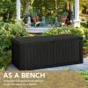 imageDevoko 85 Gallon Deck Box Lockable Resin Outdoor Storage Box waterproof Outdoor Container for Patio Furniture Cushions Pillow BrownBlack