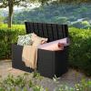 imageDevoko 85 Gallon Deck Box Lockable Resin Outdoor Storage Box waterproof Outdoor Container for Patio Furniture Cushions Pillow BrownBlack
