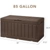 imageDevoko 85 Gallon Deck Box Lockable Resin Outdoor Storage Box waterproof Outdoor Container for Patio Furniture Cushions Pillow BrownBrown