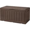 imageDevoko 85 Gallon Deck Box Lockable Resin Outdoor Storage Box waterproof Outdoor Container for Patio Furniture Cushions Pillow BrownBrown