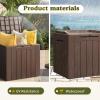 imageDevoko 85 Gallon Deck Box Lockable Resin Outdoor Storage Box waterproof Outdoor Container for Patio Furniture Cushions Pillow BrownBrown