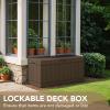 imageDevoko 85 Gallon Deck Box Lockable Resin Outdoor Storage Box waterproof Outdoor Container for Patio Furniture Cushions Pillow BrownBrown