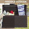 imageDevoko 85 Gallon Deck Box Lockable Resin Outdoor Storage Box waterproof Outdoor Container for Patio Furniture Cushions Pillow BrownDark Brown