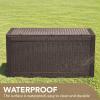 imageDevoko 85 Gallon Deck Box Lockable Resin Outdoor Storage Box waterproof Outdoor Container for Patio Furniture Cushions Pillow BrownDark Brown