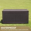 imageDevoko 85 Gallon Deck Box Lockable Resin Outdoor Storage Box waterproof Outdoor Container for Patio Furniture Cushions Pillow BrownDark Brown