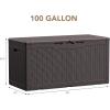 imageDevoko 85 Gallon Deck Box Lockable Resin Outdoor Storage Box waterproof Outdoor Container for Patio Furniture Cushions Pillow BrownDark Brown
