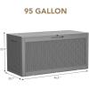 imageDevoko 85 Gallon Deck Box Lockable Resin Outdoor Storage Box waterproof Outdoor Container for Patio Furniture Cushions Pillow BrownGrey