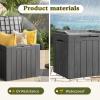 imageDevoko 85 Gallon Deck Box Lockable Resin Outdoor Storage Box waterproof Outdoor Container for Patio Furniture Cushions Pillow BrownGrey