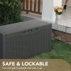 imageDevoko 85 Gallon Deck Box Lockable Resin Outdoor Storage Box waterproof Outdoor Container for Patio Furniture Cushions Pillow BrownGrey
