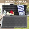 imageDevoko 85 Gallon Deck Box Lockable Resin Outdoor Storage Box waterproof Outdoor Container for Patio Furniture Cushions Pillow BrownGrey