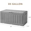 imageDevoko 85 Gallon Deck Box Lockable Resin Outdoor Storage Box waterproof Outdoor Container for Patio Furniture Cushions Pillow BrownGrey