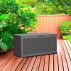 imageDevoko 85 Gallon Deck Box Lockable Resin Outdoor Storage Box waterproof Outdoor Container for Patio Furniture Cushions Pillow BrownGrey