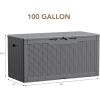 imageDevoko 85 Gallon Deck Box Lockable Resin Outdoor Storage Box waterproof Outdoor Container for Patio Furniture Cushions Pillow BrownGrey