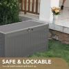 imageDevoko 85 Gallon Deck Box Lockable Resin Outdoor Storage Box waterproof Outdoor Container for Patio Furniture Cushions Pillow BrownGrey