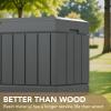 imageDevoko 85 Gallon Deck Box Lockable Resin Outdoor Storage Box waterproof Outdoor Container for Patio Furniture Cushions Pillow BrownGrey