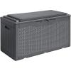 imageDevoko 85 Gallon Deck Box Lockable Resin Outdoor Storage Box waterproof Outdoor Container for Patio Furniture Cushions Pillow BrownGrey