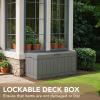 imageDevoko 85 Gallon Deck Box Lockable Resin Outdoor Storage Box waterproof Outdoor Container for Patio Furniture Cushions Pillow BrownGrey
