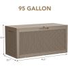 imageDevoko 85 Gallon Deck Box Lockable Resin Outdoor Storage Box waterproof Outdoor Container for Patio Furniture Cushions Pillow BrownLight Brown