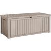 imageDevoko 85 Gallon Deck Box Lockable Resin Outdoor Storage Box waterproof Outdoor Container for Patio Furniture Cushions Pillow BrownLight Brown