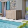imageDevoko 85 Gallon Deck Box Lockable Resin Outdoor Storage Box waterproof Outdoor Container for Patio Furniture Cushions Pillow BrownLight Brown