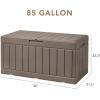 imageDevoko 85 Gallon Deck Box Lockable Resin Outdoor Storage Box waterproof Outdoor Container for Patio Furniture Cushions Pillow BrownLight Brown