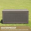imageDevoko 85 Gallon Deck Box Lockable Resin Outdoor Storage Box waterproof Outdoor Container for Patio Furniture Cushions Pillow BrownLight Brown