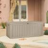 imageDevoko 85 Gallon Deck Box Lockable Resin Outdoor Storage Box waterproof Outdoor Container for Patio Furniture Cushions Pillow BrownLight Brown