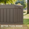imageDevoko 85 Gallon Deck Box Lockable Resin Outdoor Storage Box waterproof Outdoor Container for Patio Furniture Cushions Pillow BrownLight Brown