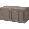 imageDevoko 85 Gallon Deck Box Lockable Resin Outdoor Storage Box waterproof Outdoor Container for Patio Furniture Cushions Pillow BrownLight Brown