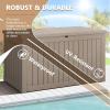 imageDevoko 85 Gallon Deck Box Lockable Resin Outdoor Storage Box waterproof Outdoor Container for Patio Furniture Cushions Pillow BrownLight Brown
