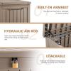 imageDevoko 85 Gallon Deck Box Lockable Resin Outdoor Storage Box waterproof Outdoor Container for Patio Furniture Cushions Pillow BrownLight Brown
